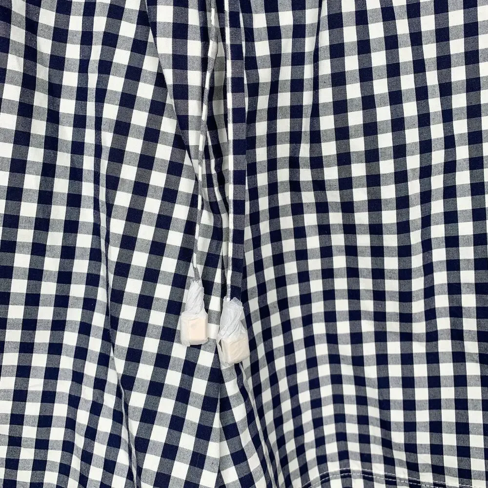 Tory Burch Navy White Gingham Tie Strap Cotton Romper NWT L